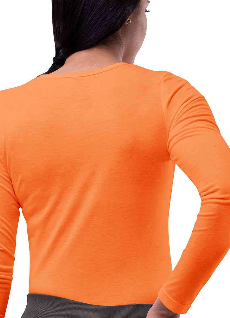 Sivvan Scrubs for Women - Long Sleeve Comfort Underscrub Tee - S8500 - Neon Orange - M - Image 2